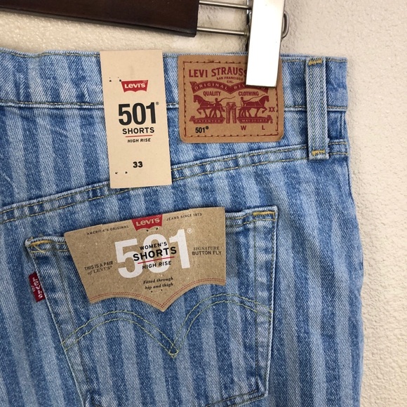 ✖️SOLD✖️•LEVI’S•501 Tango Striped High Rise Shorts - Picture 6 of 10